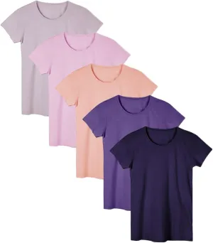 Sexy Basics Women's Cotton Stretch Color T Shirts | Casual & Active Basic Tops | Multi Packs
