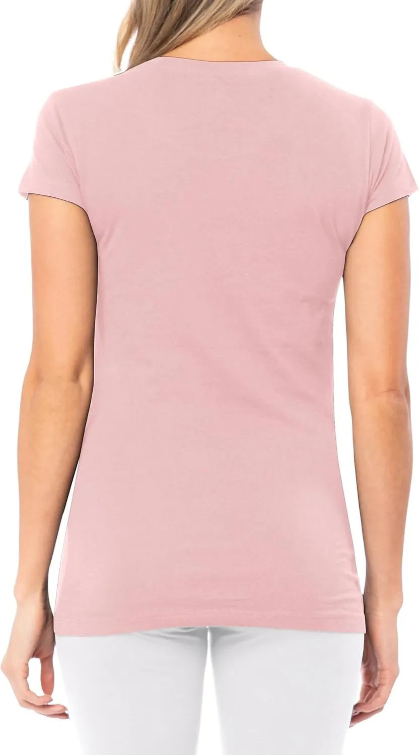 Sexy Basics Women's Cotton Stretch Color T Shirts | Casual & Active Basic Tops | Multi Packs