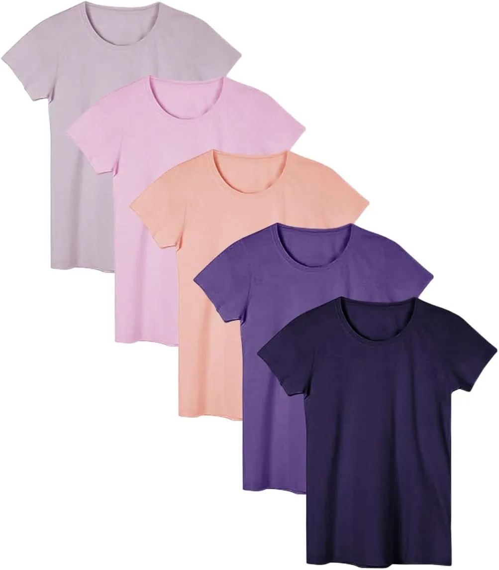 Sexy Basics Women's Cotton Stretch Color T Shirts | Casual & Active Basic Tops | Multi Packs