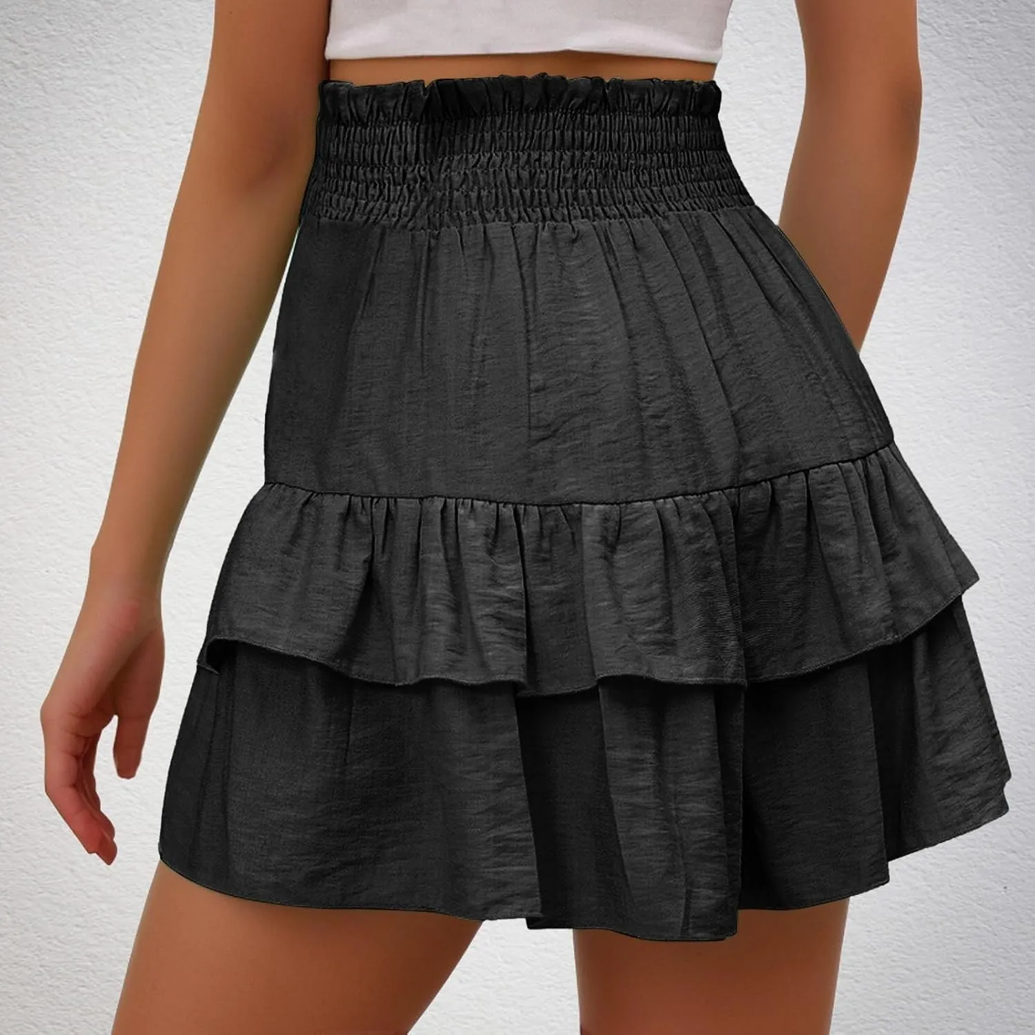 Shorts for Women Ruffled Hem High Waisted Flowy Casual Summer Skirt Shorts Loose Fit Resort Wear Fashion Clothes