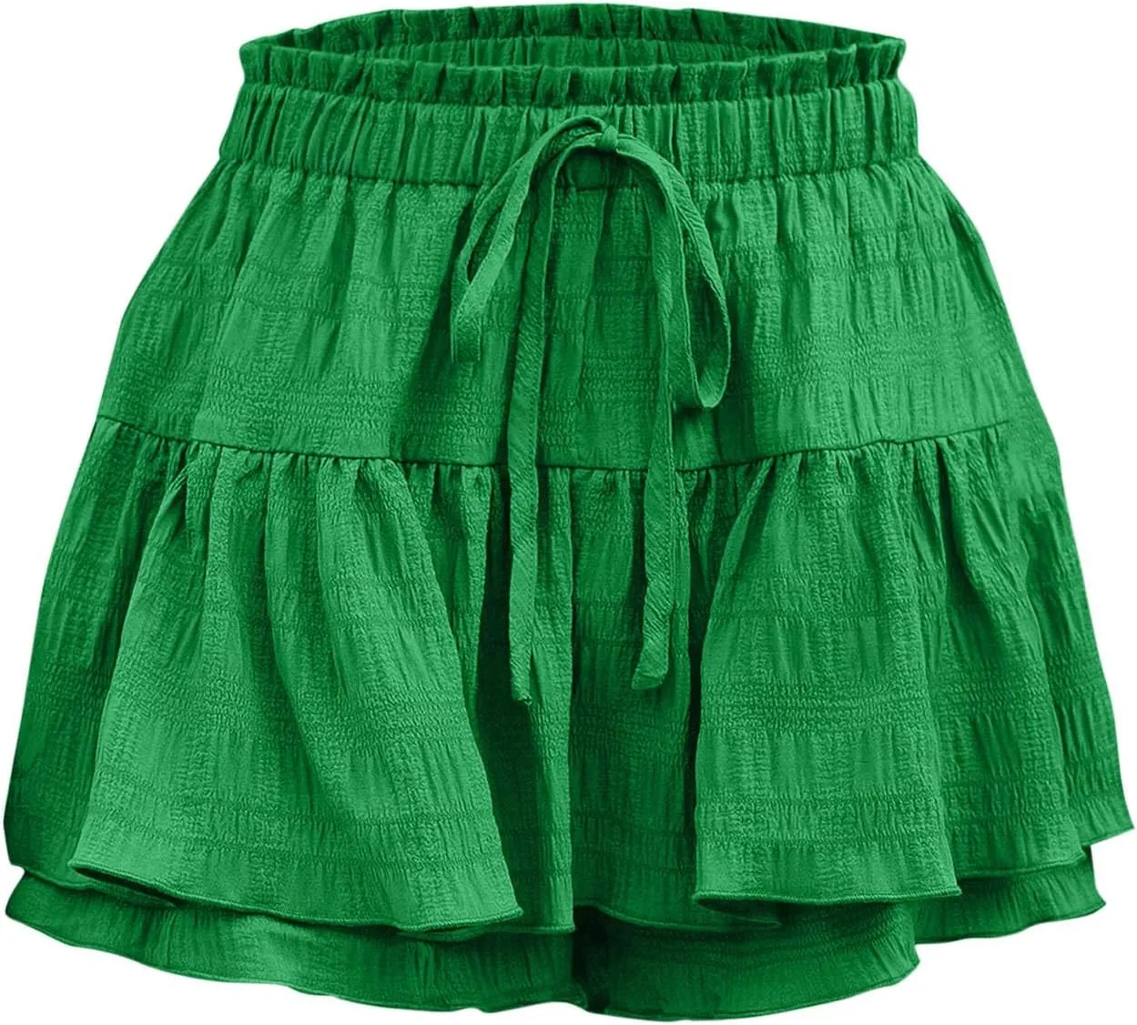 Shorts for Women Trendy Ruffled Hem High Waisted Drawstring Short Pants Flowy Casual Summer Beach Skirt Shorts 2025