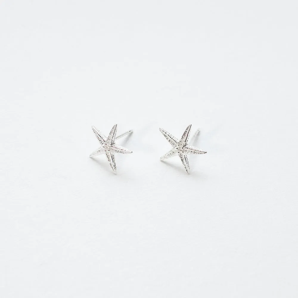 Silver Starfish Studs