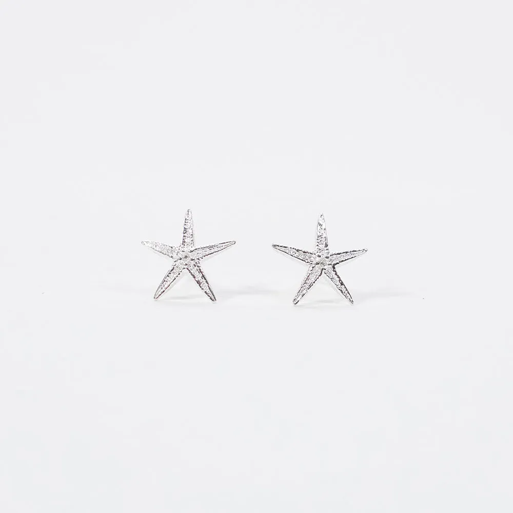 Silver Starfish Studs