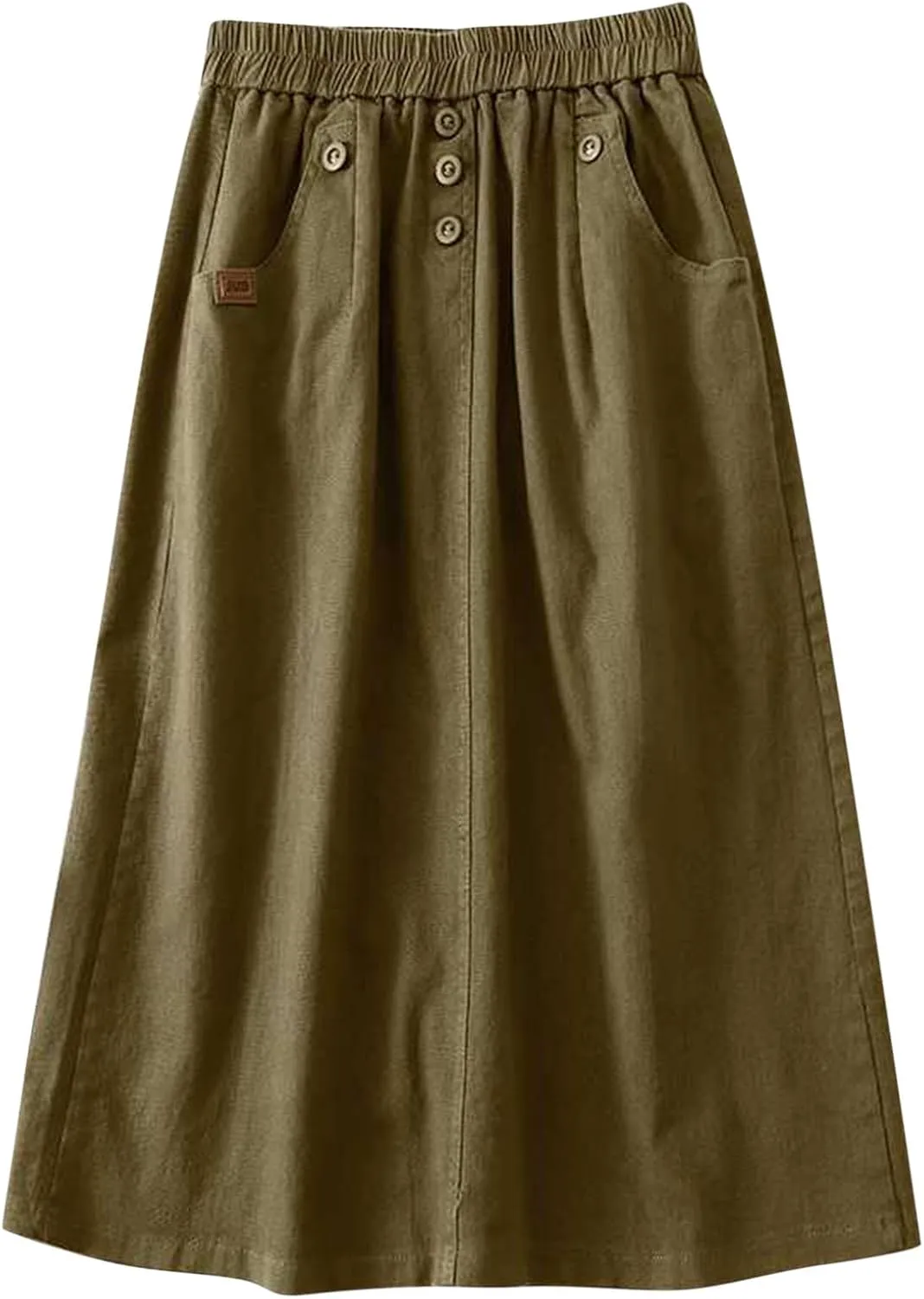 Skirts for Women Summer 2024 Elastic High Waisted Midi Skirt Swing a Line Casual Loose Flowy Vintage Pleated Skirts