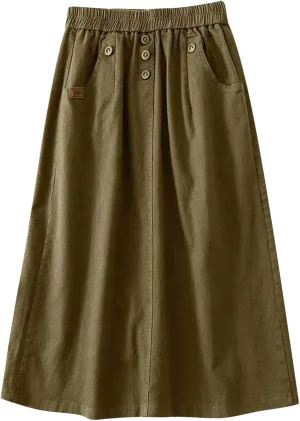 Skirts for Women Summer 2024 Elastic High Waisted Midi Skirt Swing a Line Casual Loose Flowy Vintage Pleated Skirts