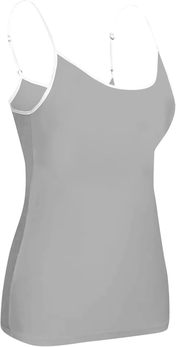 Sleeveless Summer Womens Tank Tops with Built in Bra, Basic Padded Top Adjustable Spaghetti Strap Shapewear Camisole