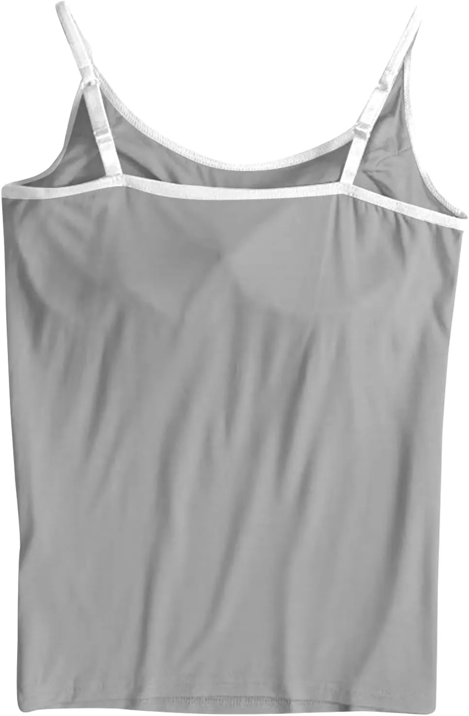 Sleeveless Summer Womens Tank Tops with Built in Bra, Basic Padded Top Adjustable Spaghetti Strap Shapewear Camisole