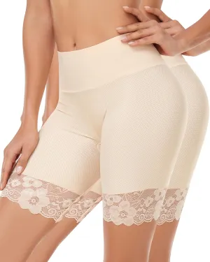 Slip Shorts for Under Dresses and Skirts Mesh Women Anti Chafing Underwear High Waisted Panties Lace Under Shorts