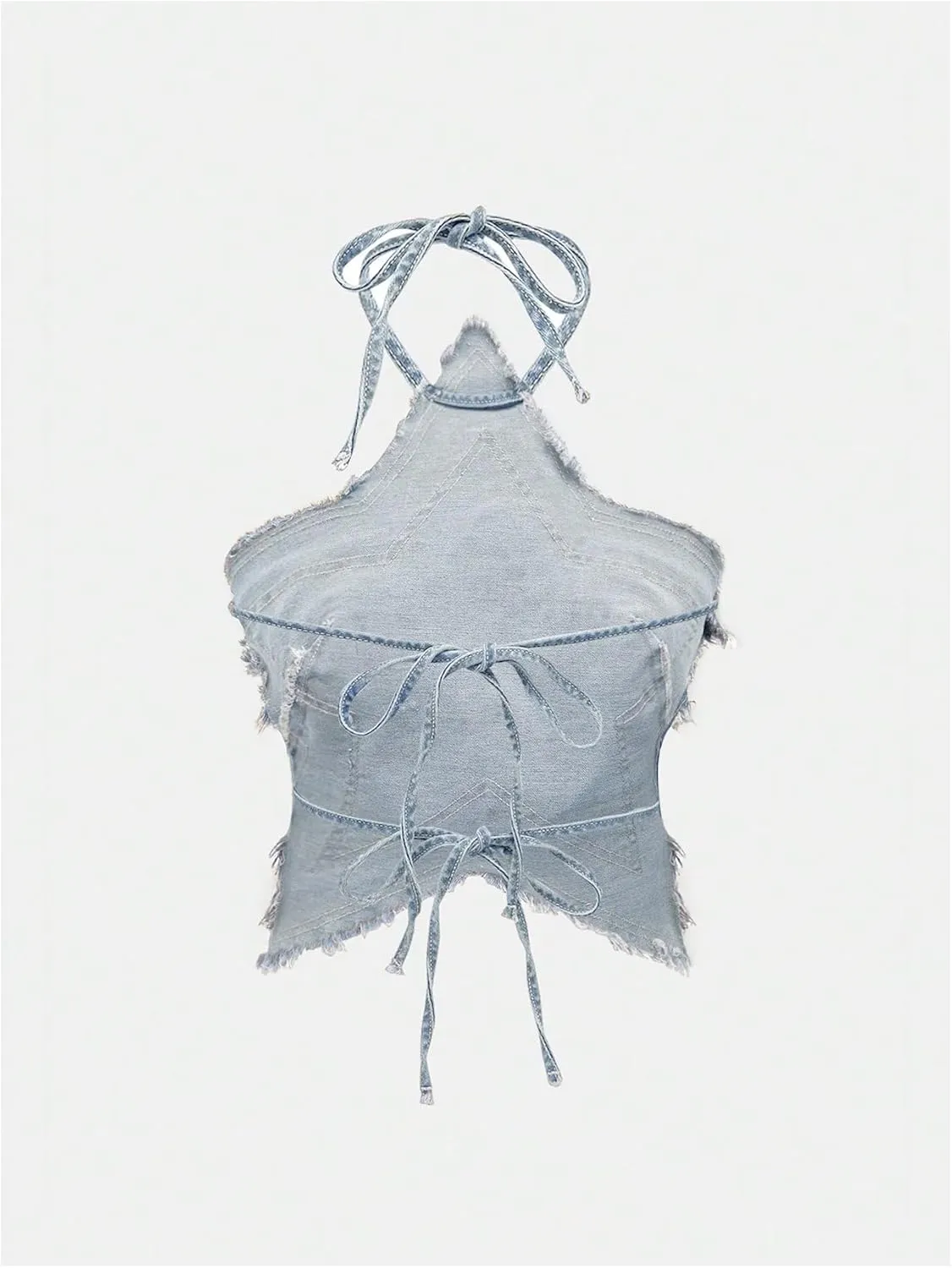 SOLY HUX Women's Star Halter Tops Tie Backless Y2k Distressed Denim Cami Crop Tops