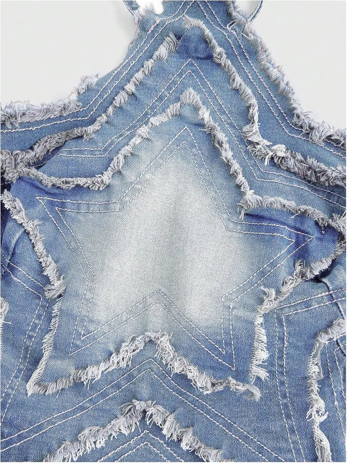 SOLY HUX Women's Star Halter Tops Tie Backless Y2k Distressed Denim Cami Crop Tops