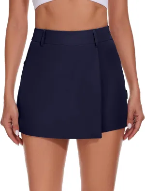 Soneven Women's Golf Skorts Skirts 15'' High Waisted Golf Shorts Athletic Tennis Skirt Built-in Shorts with Pockets