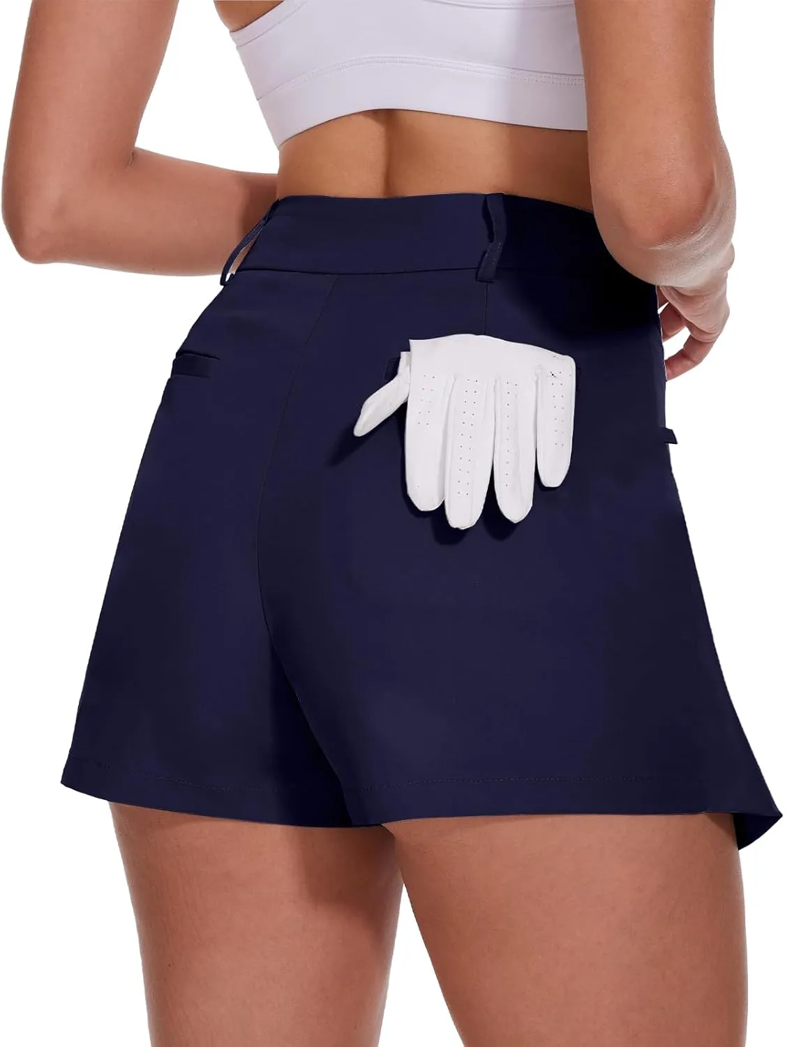 Soneven Women's Golf Skorts Skirts 15'' High Waisted Golf Shorts Athletic Tennis Skirt Built-in Shorts with Pockets