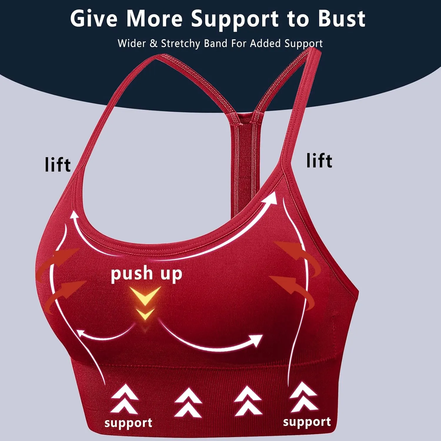 Sports Bra, Workout Tops for Women, Medium Impact Strappy Padded Sports Bras for Women High Support