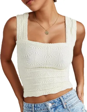 Square Neck Tops for Women, Summer Wide Strap Crop Tops Going Out