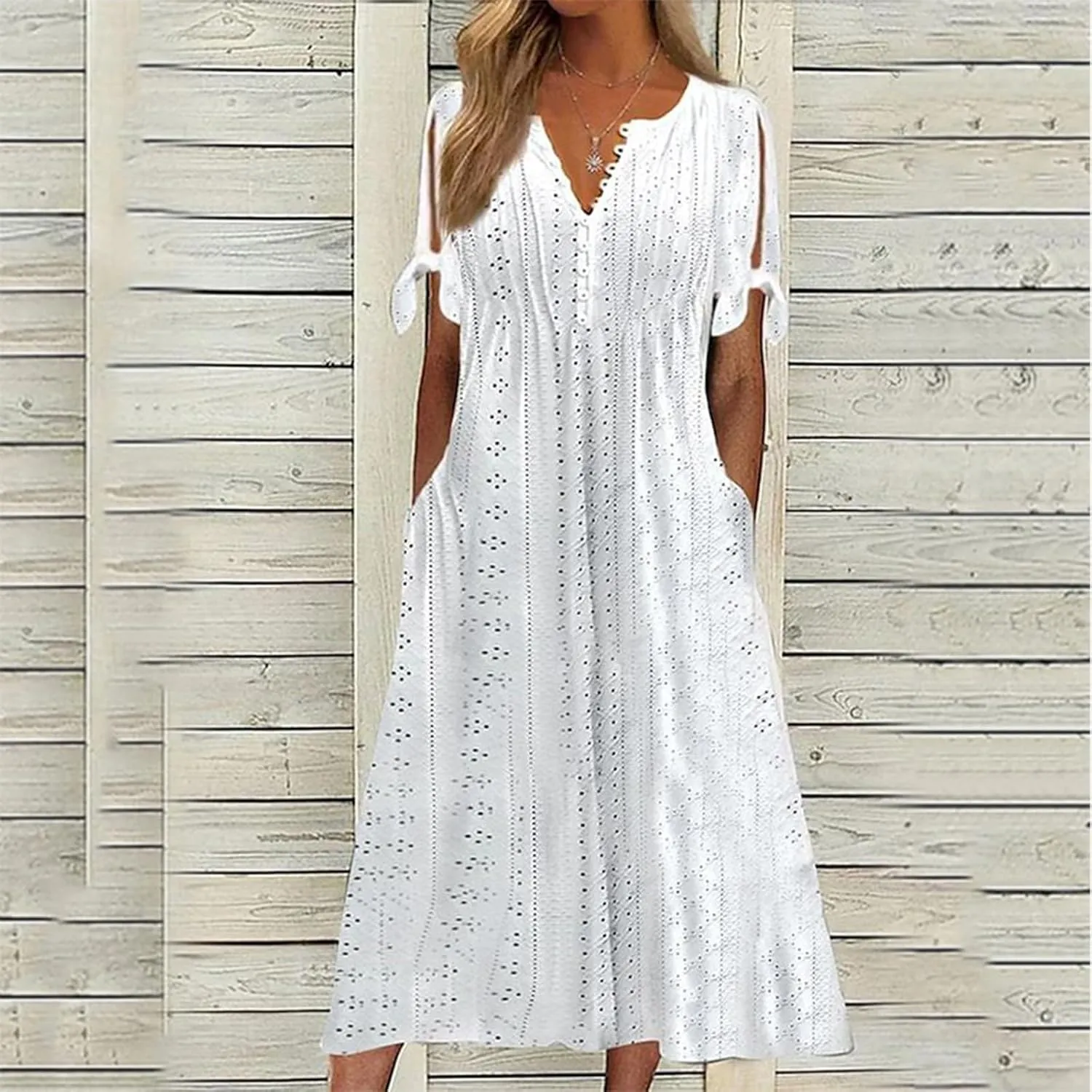Summer Dresses for Women 2025 Trendy Short Sleeve Maxi Long Dresses with Pockets Casual Beach Vacation Sundresses