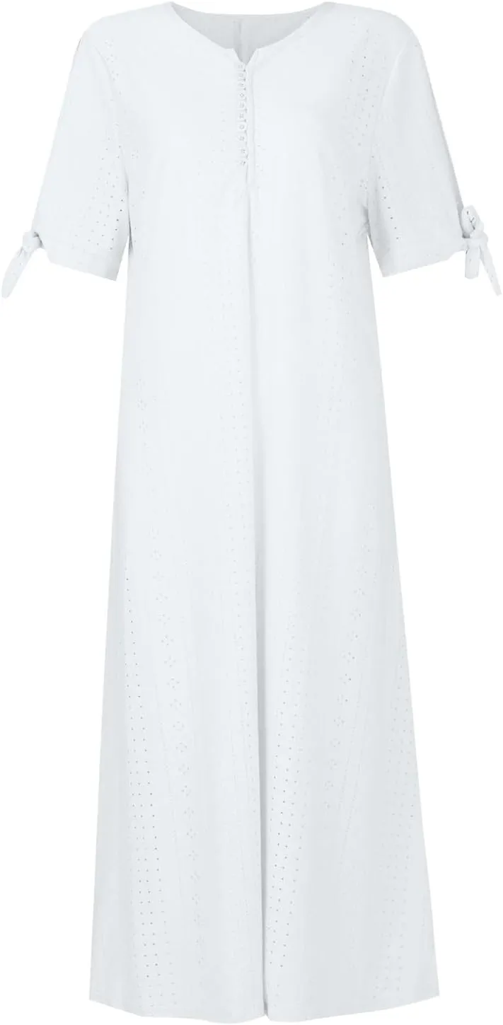 Summer Dresses for Women 2025 Trendy Short Sleeve Maxi Long Dresses with Pockets Casual Beach Vacation Sundresses