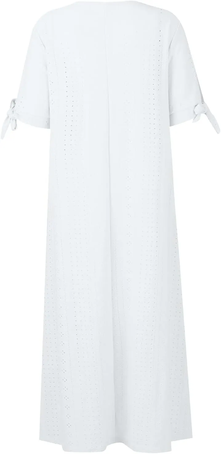 Summer Dresses for Women 2025 Trendy Short Sleeve Maxi Long Dresses with Pockets Casual Beach Vacation Sundresses