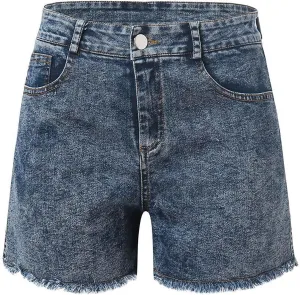 Summer Women High Waisted Jean Shorts Slim Frayed Raw Hem Distressed Ripped Short Jeans Skinny Stretch Denim Shorts