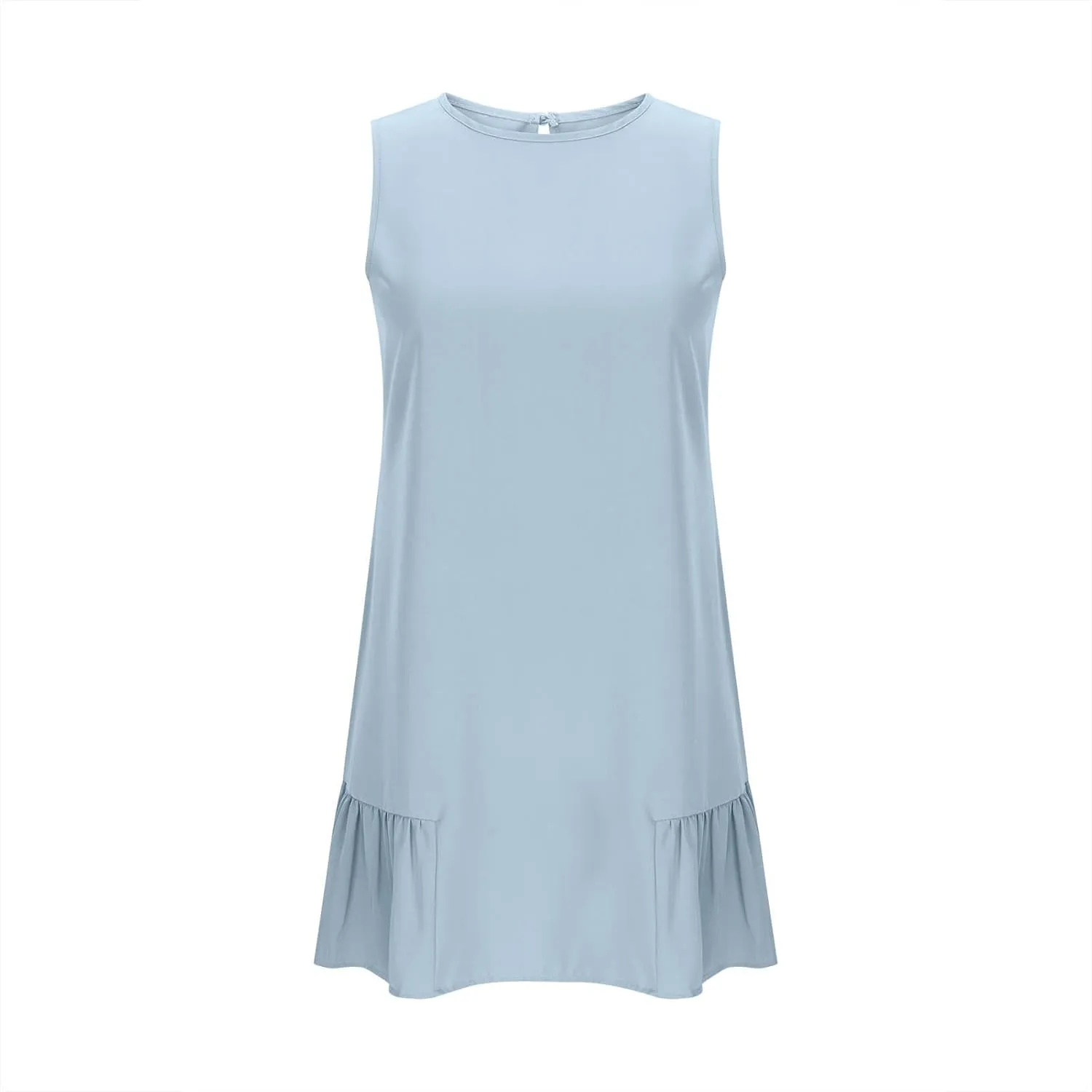 Sun Dresses for Women 2025 Vacation Summer Ruffle Crewneck Sleeveless Tank Mini Dress Shift Date Outfits