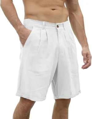 SUWBMHWE Mens Dress Shorts Casual Summer Pleated Front Work Golf Chino Shorts Button Waist Lightweight Beach Vacation Outfits