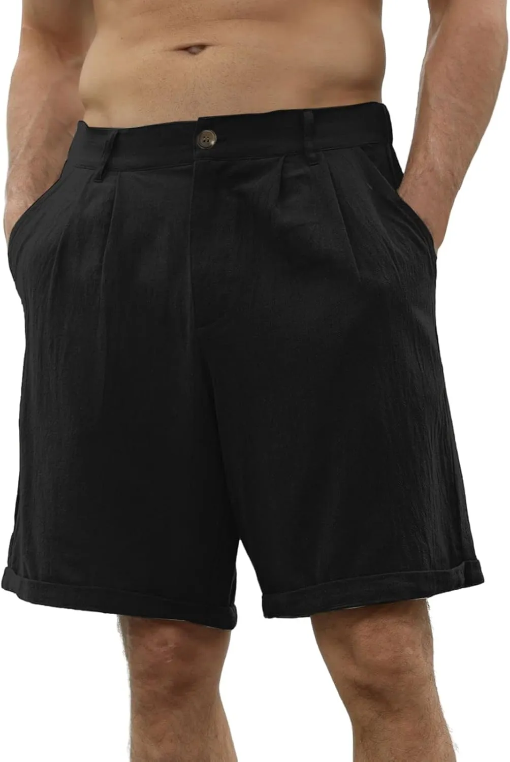SUWBMHWE Mens Dress Shorts Casual Summer Pleated Front Work Golf Chino Shorts Button Waist Lightweight Beach Vacation Outfits