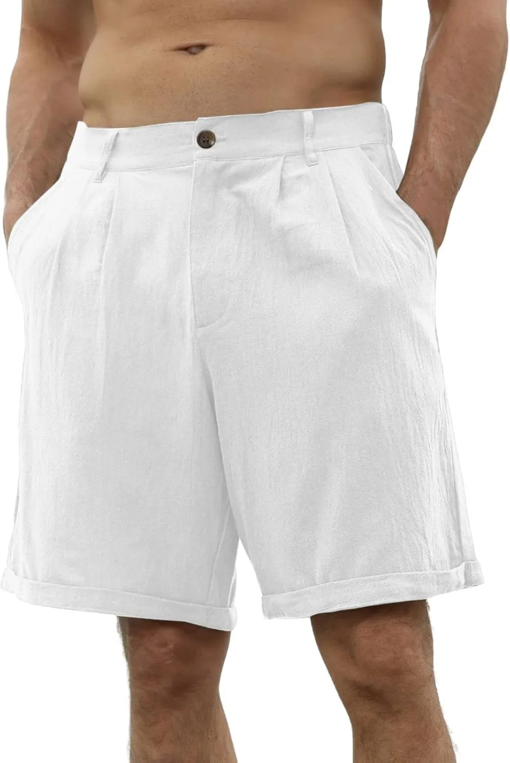 SUWBMHWE Mens Dress Shorts Casual Summer Pleated Front Work Golf Chino Shorts Button Waist Lightweight Beach Vacation Outfits
