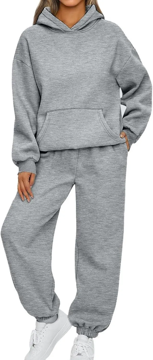 Sweatsuits Women 2 Piece Outfit Fleece Oversized Hoodie Joggers Sweatpants Track Suits Matching Lounge Pants Sets