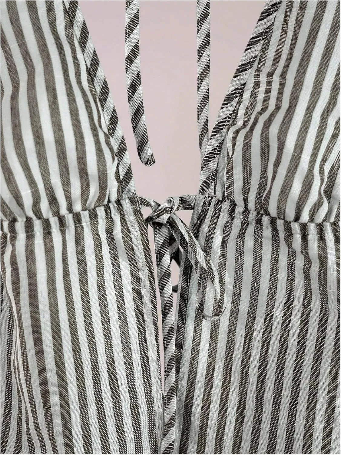 SweatyRocks Women's Sexy Striped Tie Front Halter Tops Sleeveless Drawstring Summer Cami Tops