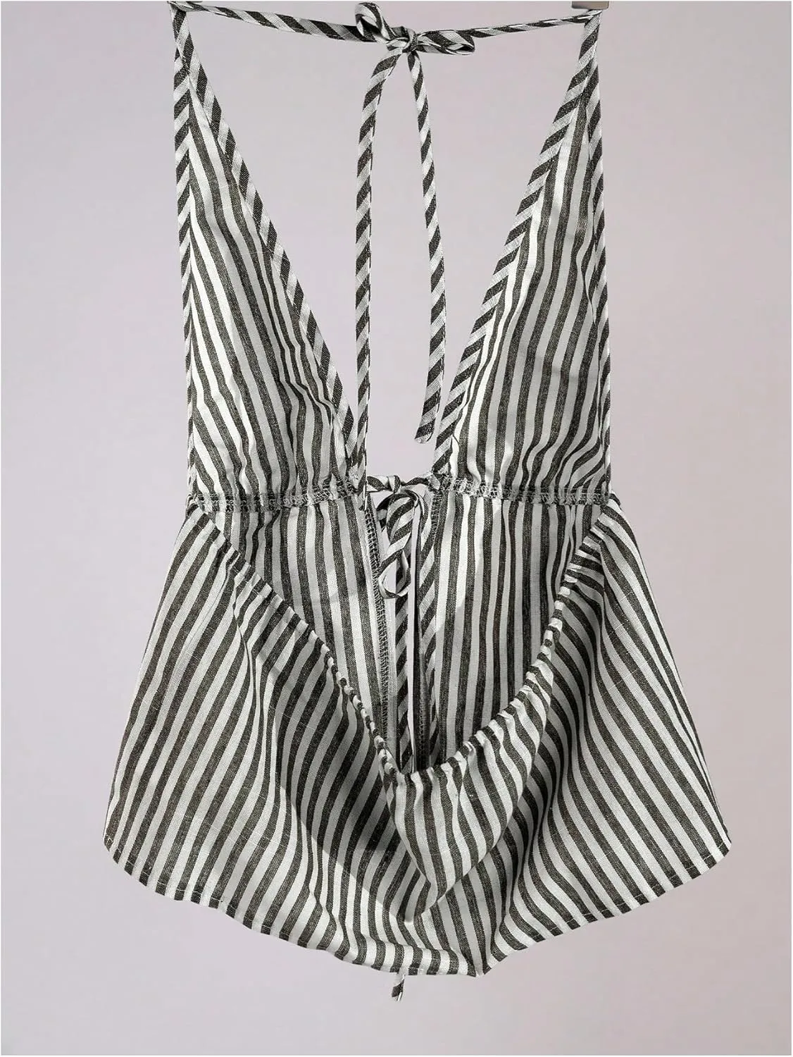 SweatyRocks Women's Sexy Striped Tie Front Halter Tops Sleeveless Drawstring Summer Cami Tops