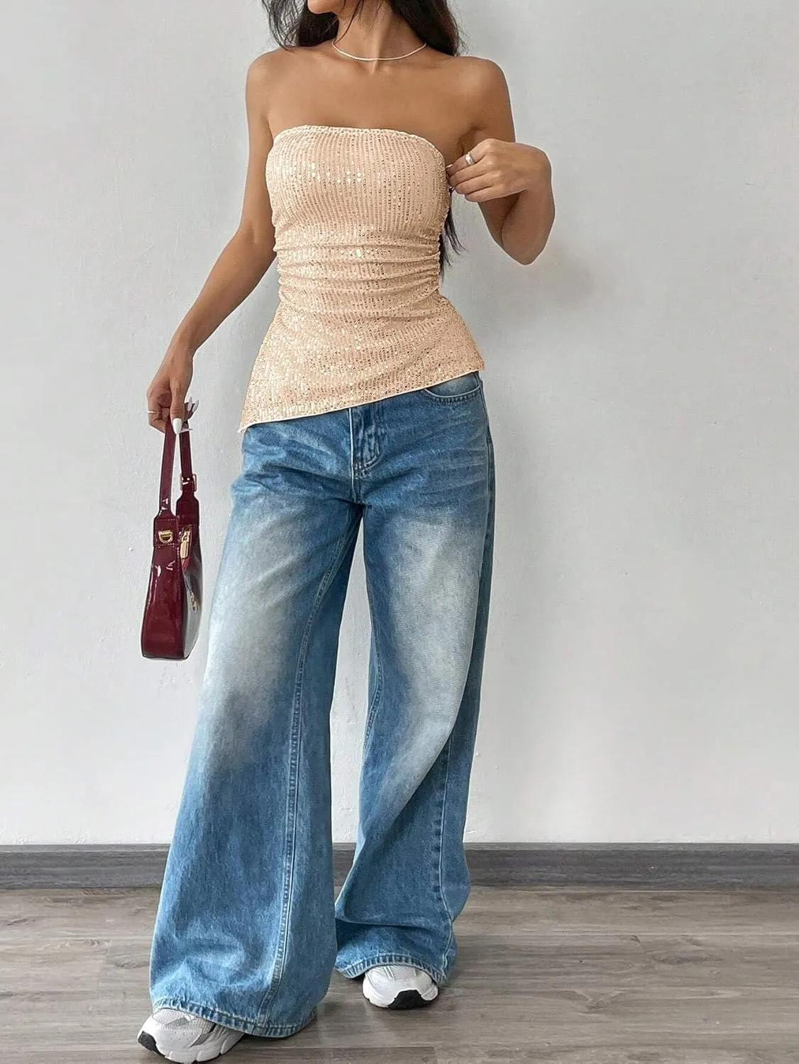 T Shirts for Women 2025 Summer Sequin Colorblock Camisole Top Casual Trendy Blouses
