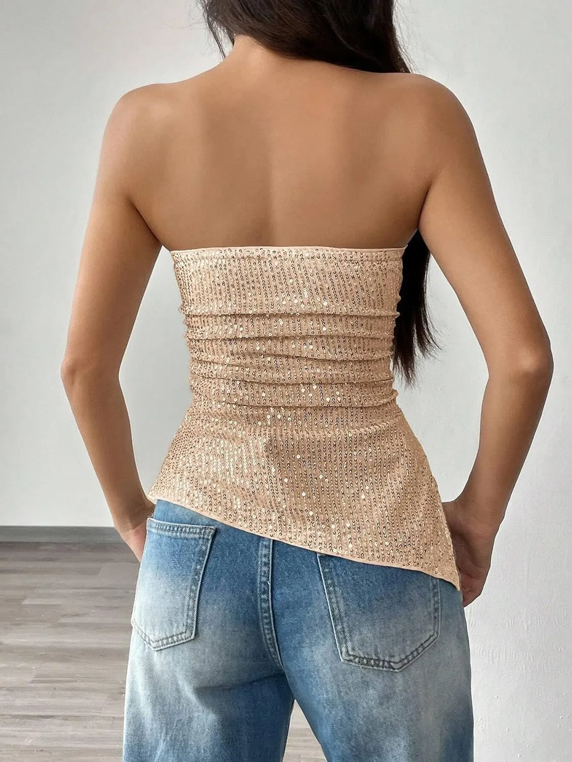 T Shirts for Women 2025 Summer Sequin Colorblock Camisole Top Casual Trendy Blouses