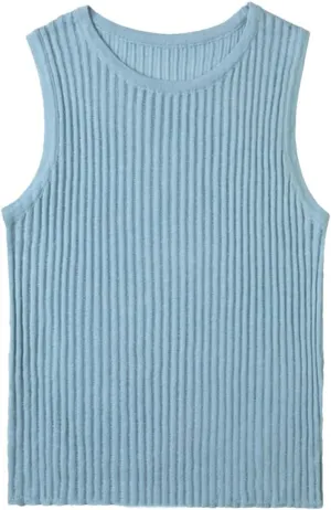 Tank Top for Women Wool Solid Tanks Striped Through Hollow Out Women Tops Sleeveless Elastic Tops
