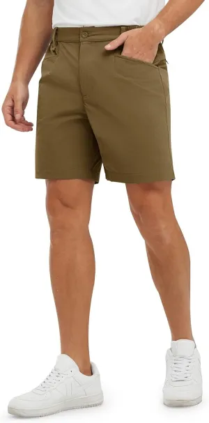 TBMPOY Men's Golf Shorts 7" Stretch Dress Casual Elastic Waist Short Quick Dry Lightweight Hiking Shorts with 4 Pockets