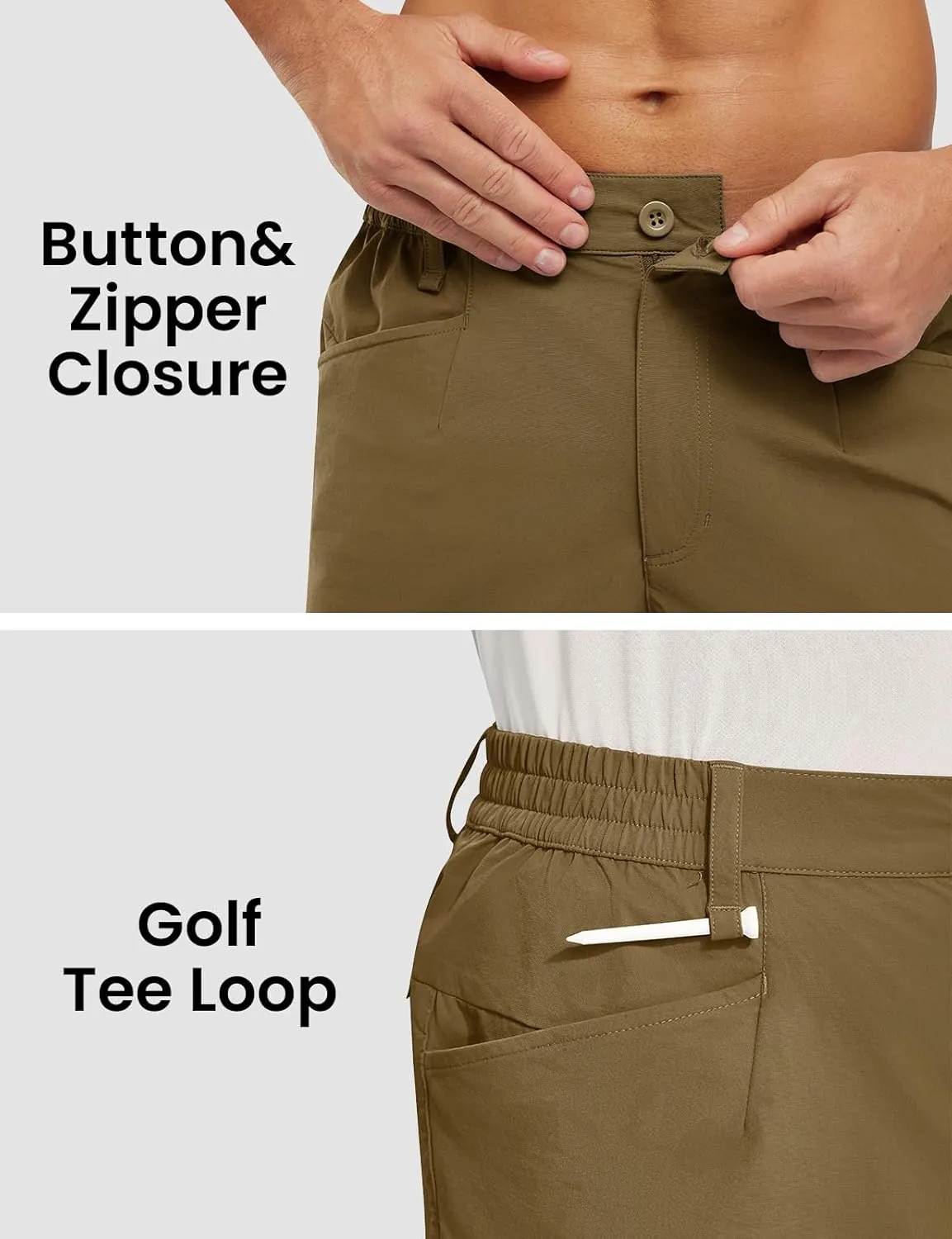 TBMPOY Men's Golf Shorts 7" Stretch Dress Casual Elastic Waist Short Quick Dry Lightweight Hiking Shorts with 4 Pockets