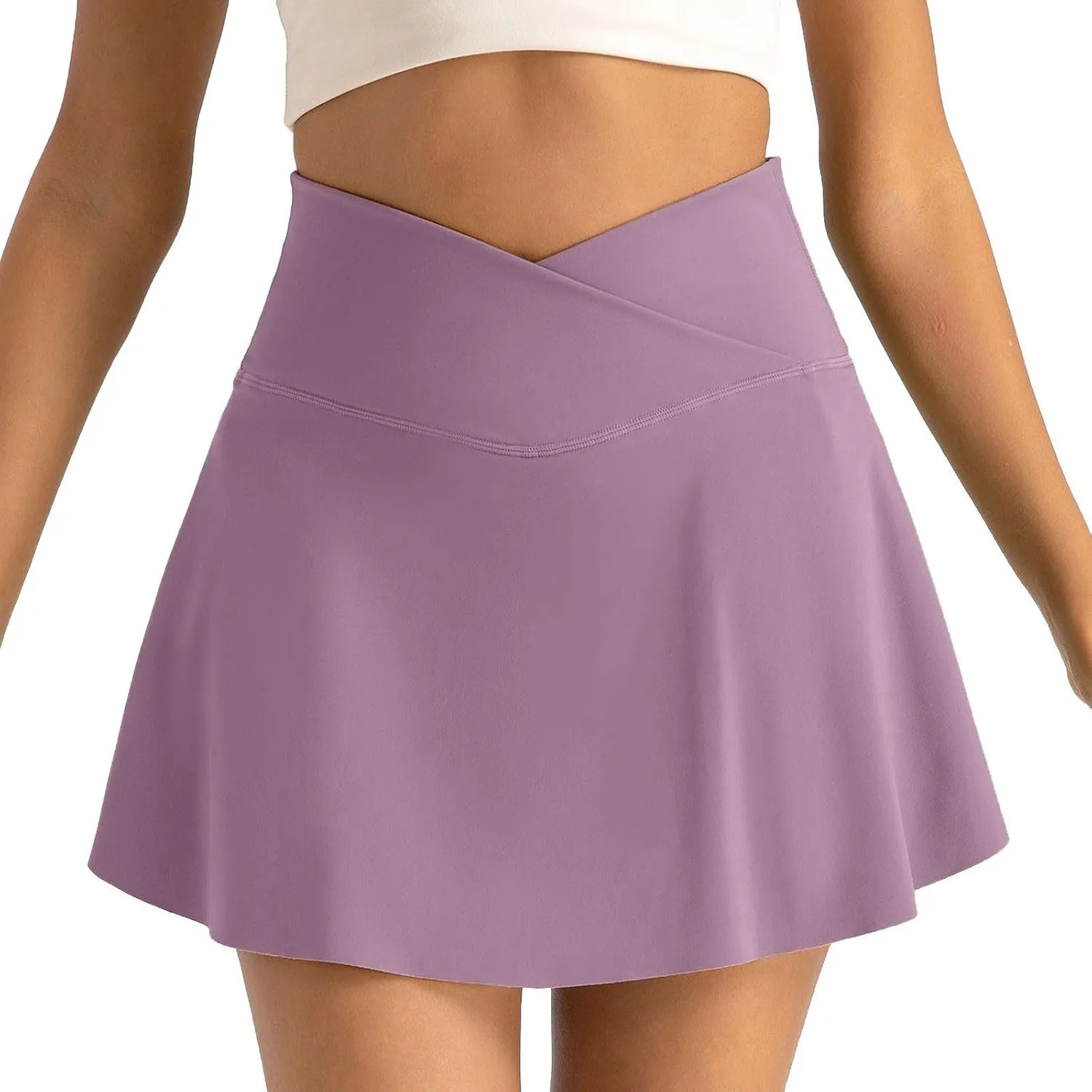 Tennis Skirts for Women with Shorts Summer Built-in Shorts Crossover Tennis Golf Workout Skirts Short with Pockets