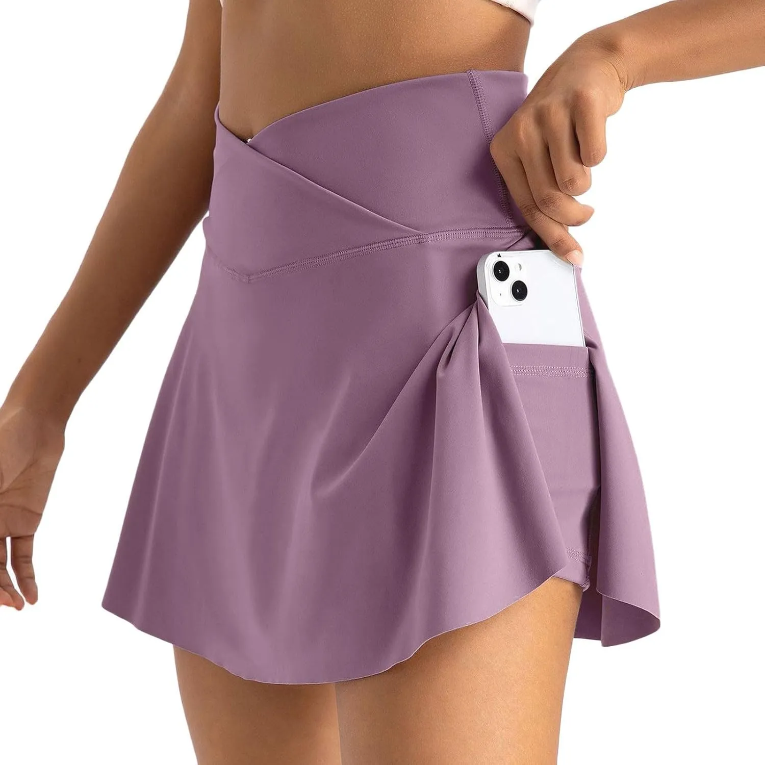 Tennis Skirts for Women with Shorts Summer Built-in Shorts Crossover Tennis Golf Workout Skirts Short with Pockets