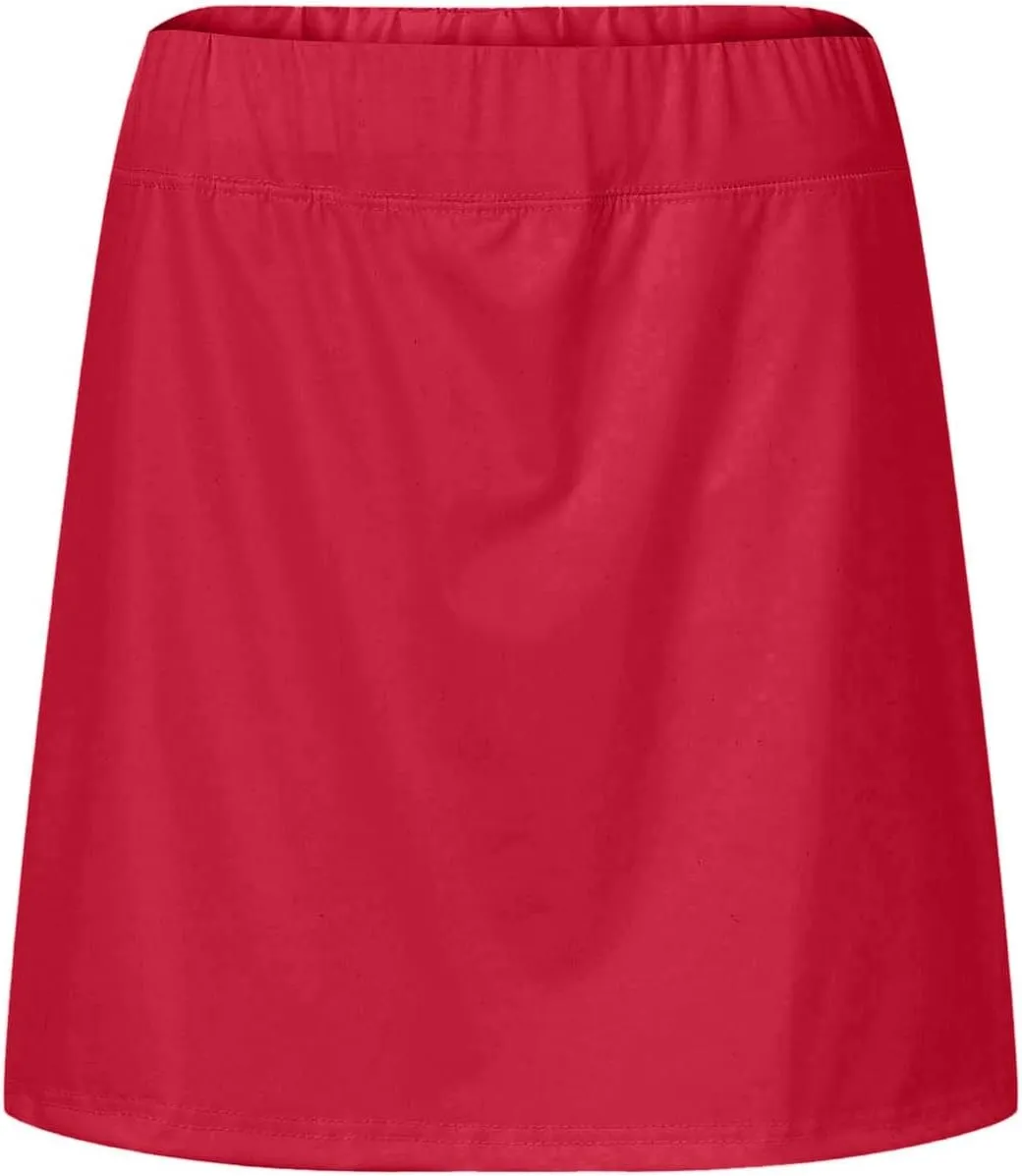 Tennis Skorts for Women Skorts Skirts for Women 18"" Athletic Golf Skort with Pockets High Waisted Tennis Skirts with Pockets for Casual Athletic Golf Denim Skorts for Woman, Large, Red