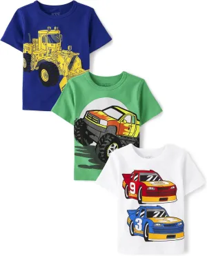 The Children's Place Baby and Toddler Boys' Vehicle Short Sleeve Graphic T-Shirts, Multipack