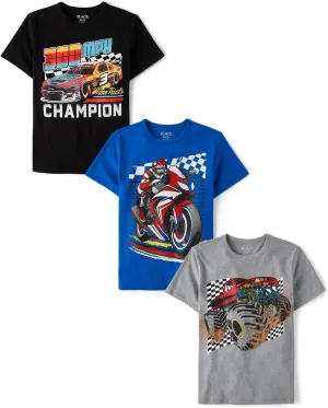 The Children's Place Boys' Vehicle Short Sleeve Graphic T-Shirts, Multipack