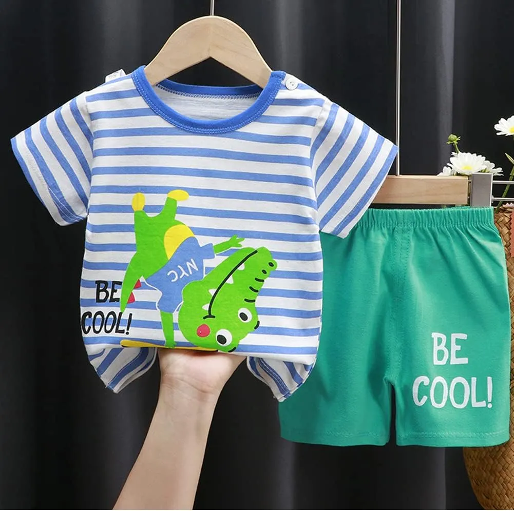 Toddler Boys T-Shirts and Shorts 4 Pcs Dinosaur Short Set Summer Clothes Outfit