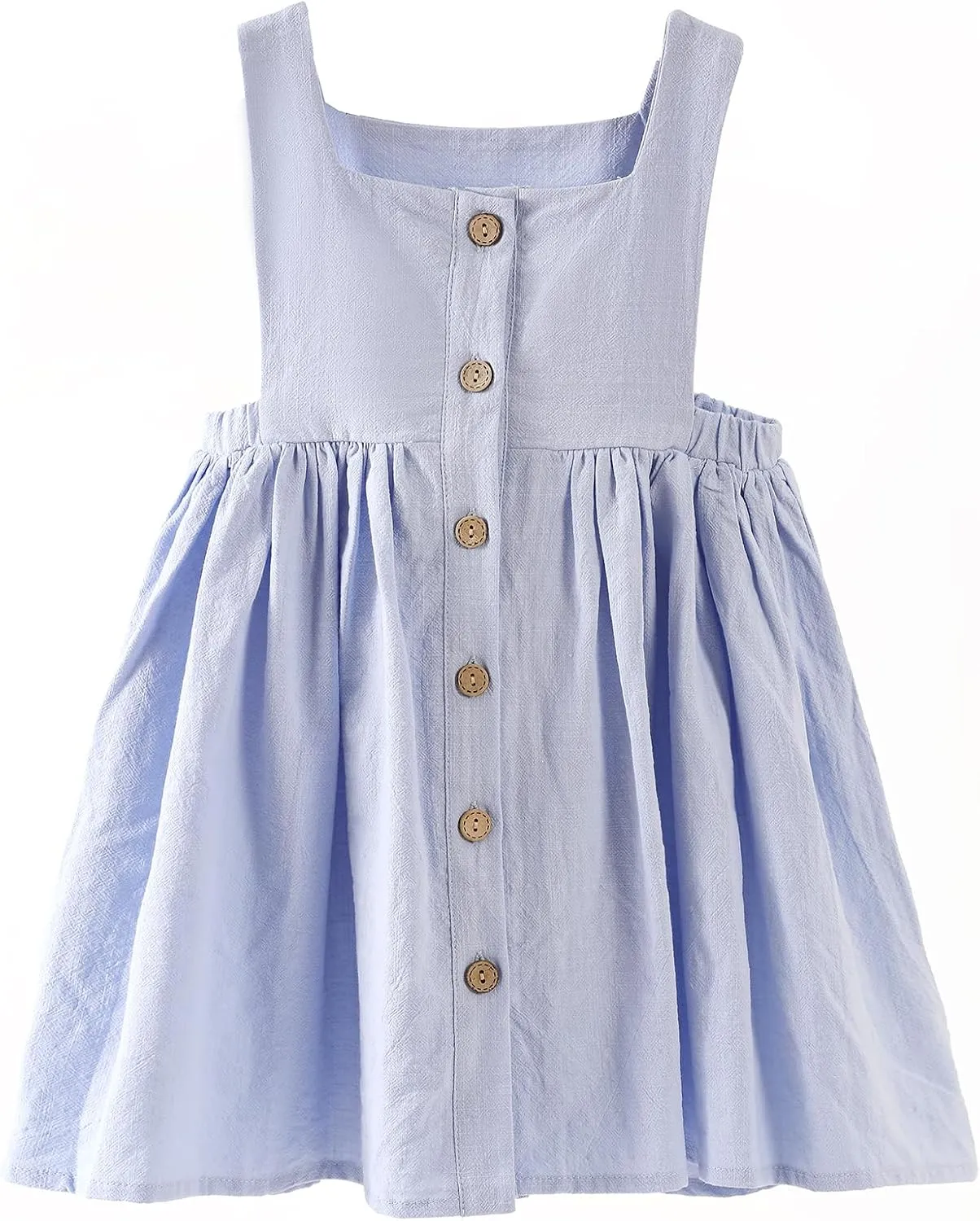 Toddler Girl Cotton Linen Summer Dress Suspender Sleeveless Button Beach Girls Sundress