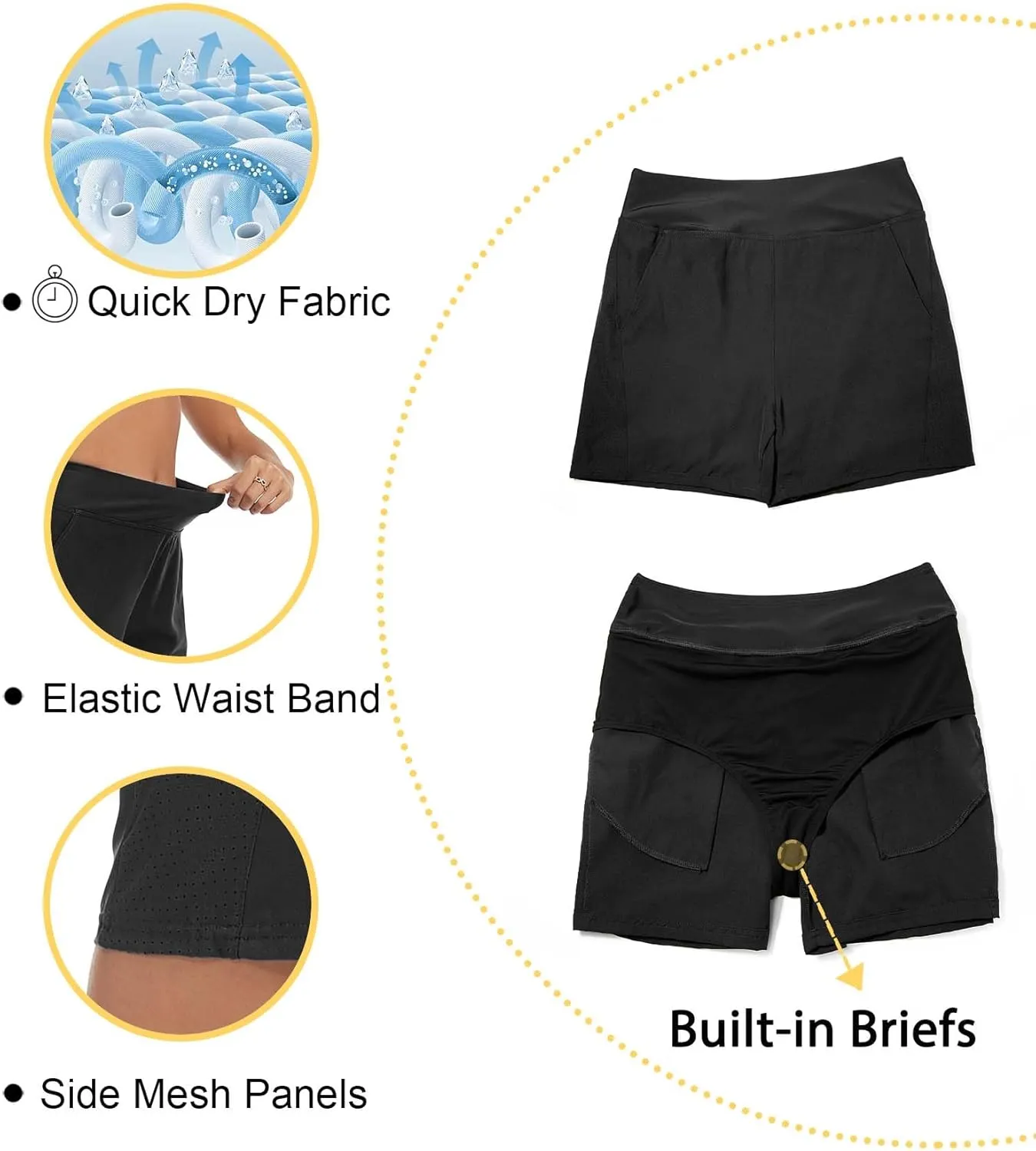 Tournesol Women's Swim Shorts High Waisted Bathing Suit Bottoms UPF50  Quick Dry Swimsuit Tankini Board Shorts with Pocket
