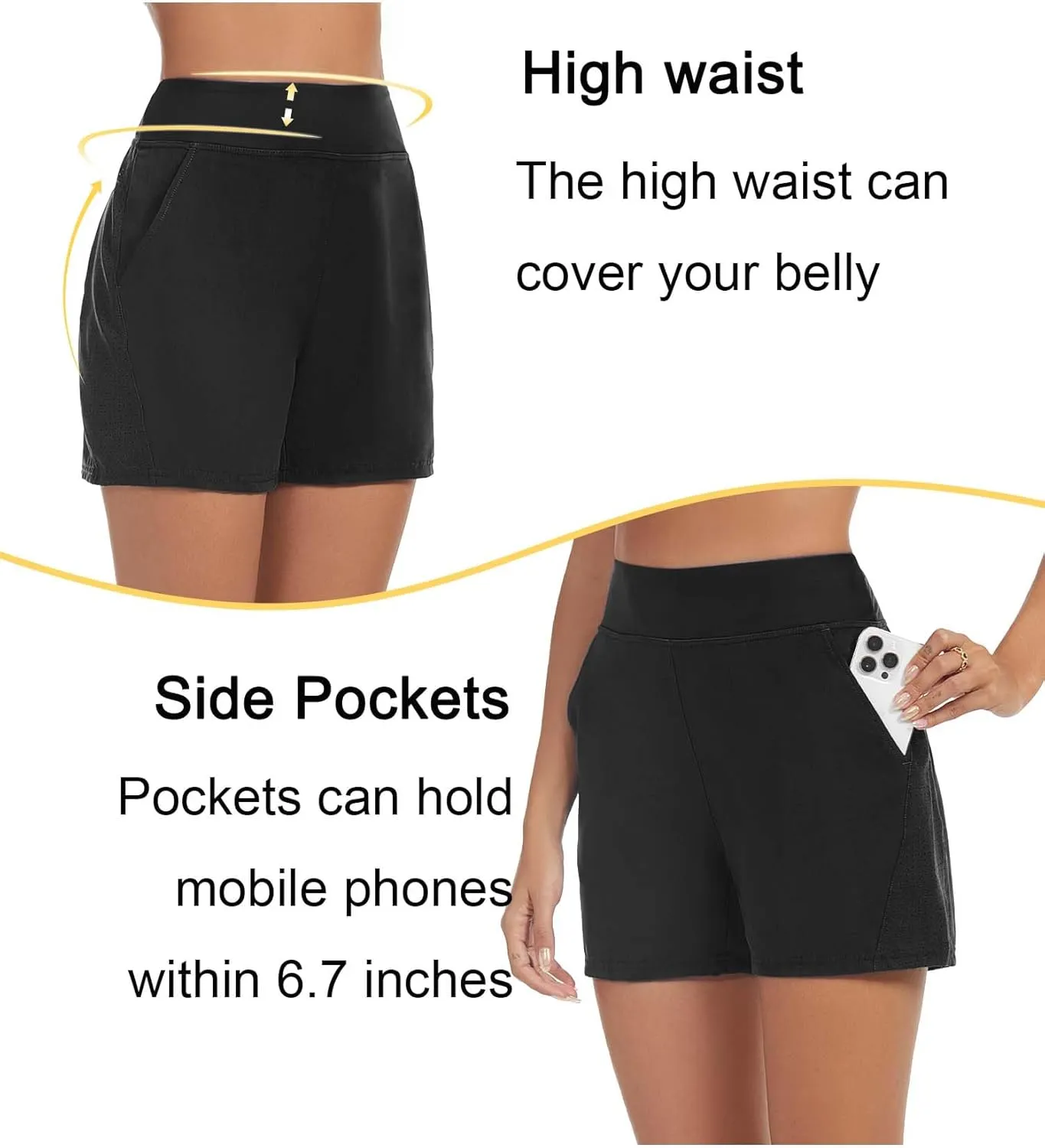 Tournesol Women's Swim Shorts High Waisted Bathing Suit Bottoms UPF50  Quick Dry Swimsuit Tankini Board Shorts with Pocket