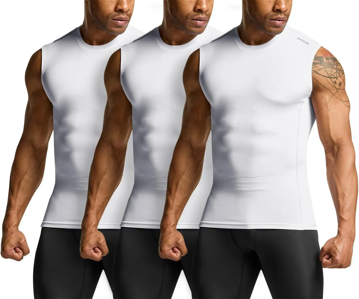 TSLA Men's Sleeveless Workout Shirts, Dry Fit Running Compression Cutoff Shirts, Athletic Training Tank Top