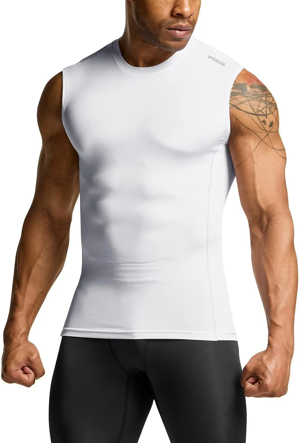 TSLA Men's Sleeveless Workout Shirts, Dry Fit Running Compression Cutoff Shirts, Athletic Training Tank Top