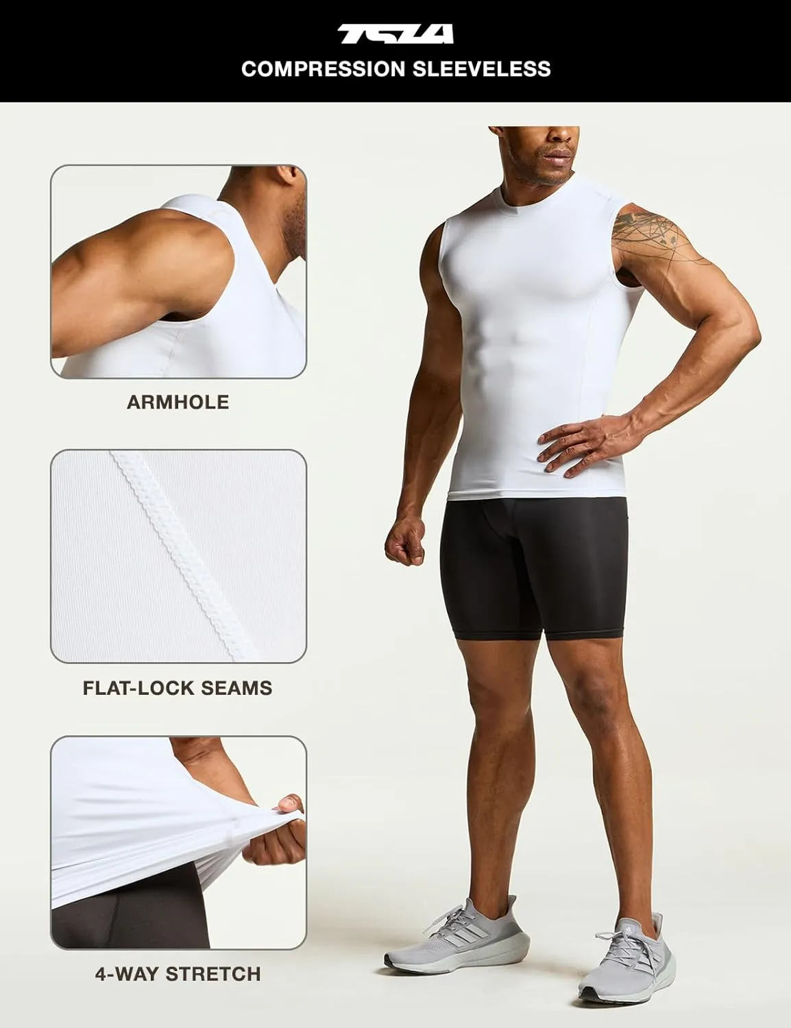 TSLA Men's Sleeveless Workout Shirts, Dry Fit Running Compression Cutoff Shirts, Athletic Training Tank Top