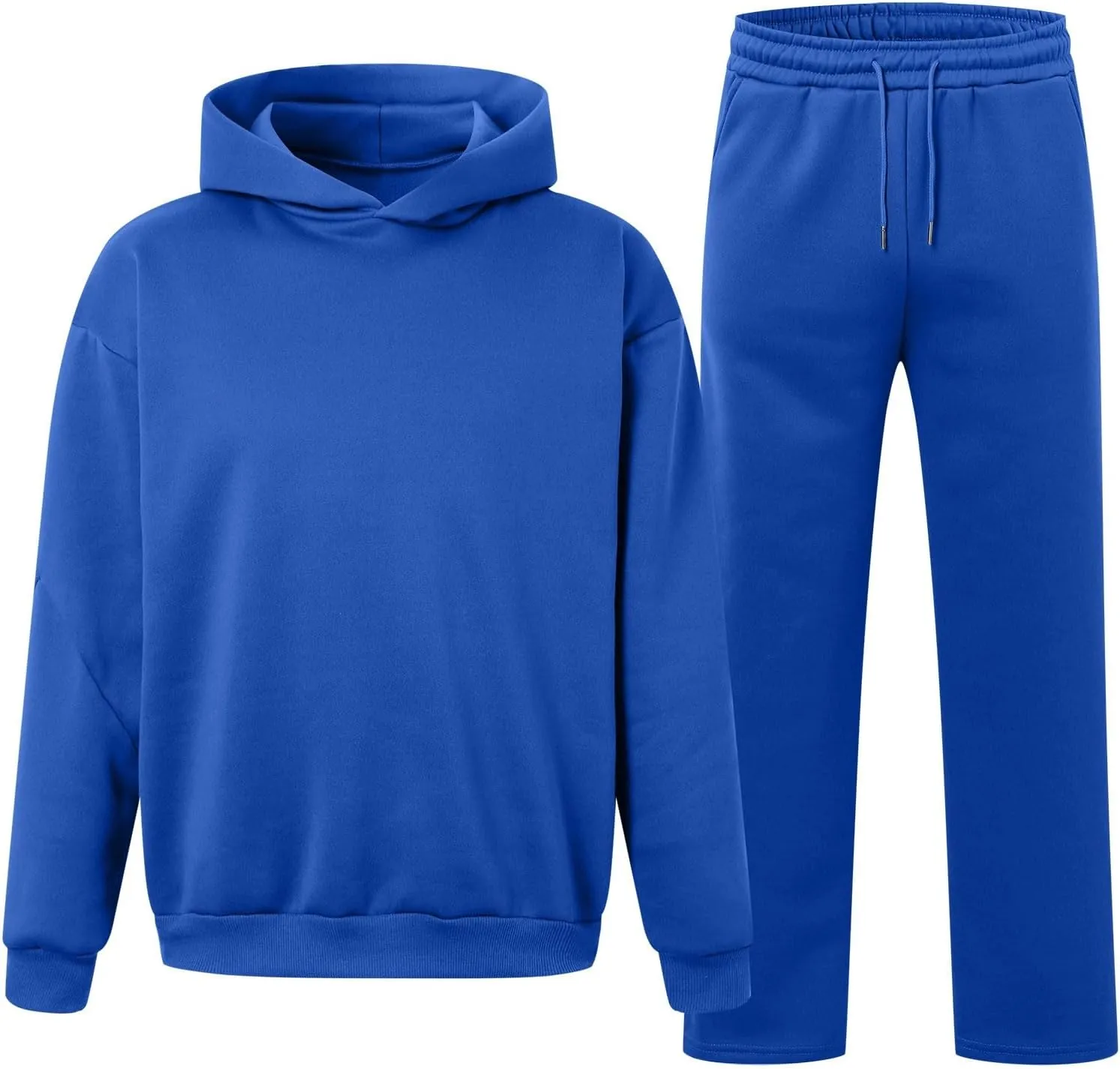 Two Piece Hoodie Sets For Men Fleece Warm Drawstring Pullover Shirts Long Sleeve Baggy Sweatpants Workout Jogger Sets
