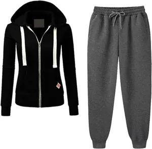 Two Piece Outfits for Women Tracksuit Sweat Suits Workout Jogging Sets Zip Up Hoodies and Sweatpants with Pockets