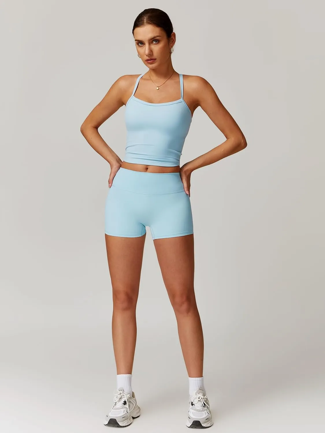 Two Piece Workout Sets For Women Tank Top Matching High Waist Booty Lifting Shorts Gym Yoga Active Wear Outfits