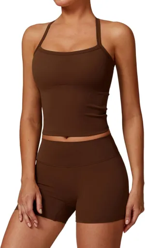 Two Piece Workout Sets For Women Tank Top Matching High Waist Booty Lifting Shorts Gym Yoga Active Wear Outfits